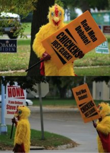 Chickens protesting