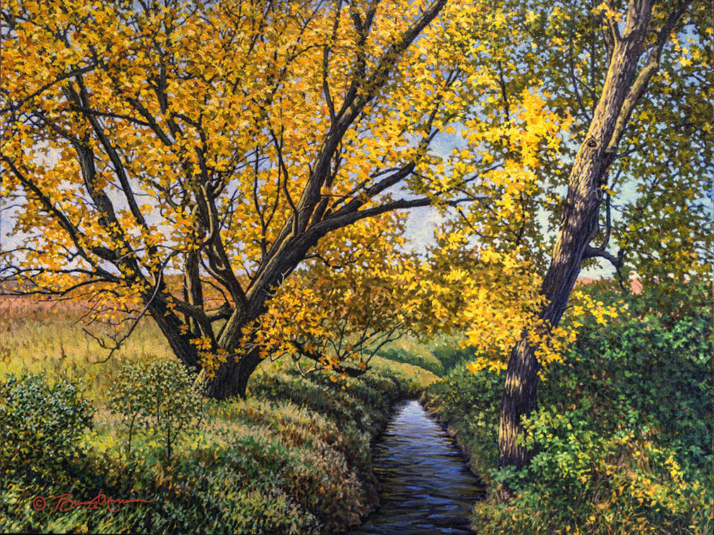 "Autumn Along the Mouth of Dog Creek" - oil painting - © Bruce A. Morrison