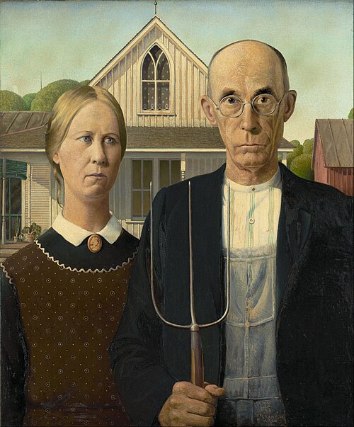 Grant Wood, American Gothic (public domain)
